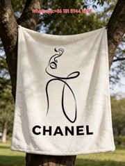 Chanel Minimalist Line Art Woman Flannel Throw Blanket IMG_6679